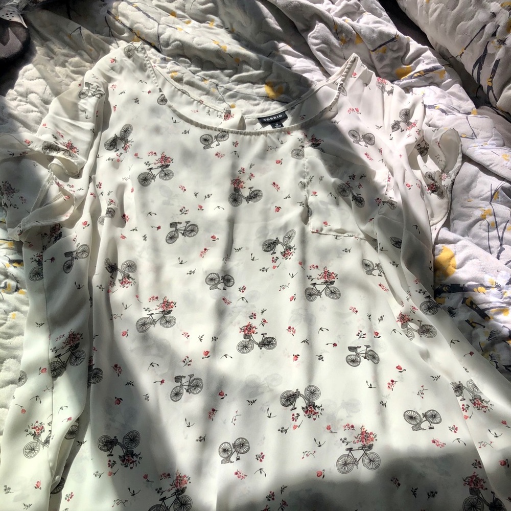 Torrid plus size bike print flow blouse